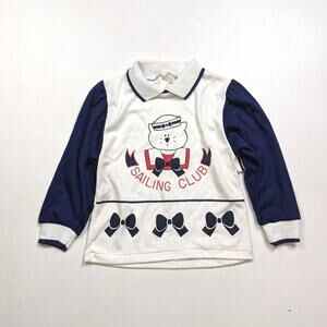 Vintage Healthtex Shirt Girls Size 4T Sailor Bear Long Sleeve